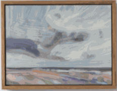 LOUISA LONGSTAFF-SCALES The Clouds and I 2022 Oil and acrylic on panel Framed in American oak tray frame 20 x 15 cm £320