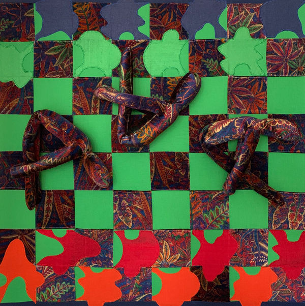 LINDA ABRAHAMS Autumn Ballet cotton, silk, velvet, embroidery thread, high loft polyester 60 x 60 cm £600