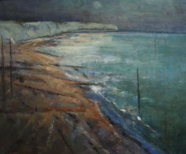 Judith Gardner Empty Beach at the End of the Day 2021 Oil 39 x 44 cm £750