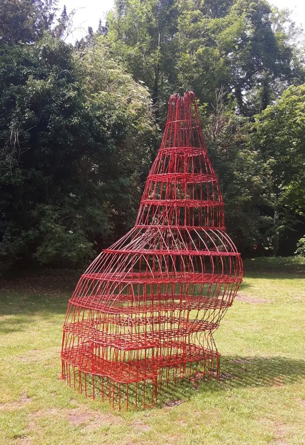 Stephen Lewis Peterson galvanised steel painted red H 4.2 x W 2.3 x D 2.6 m