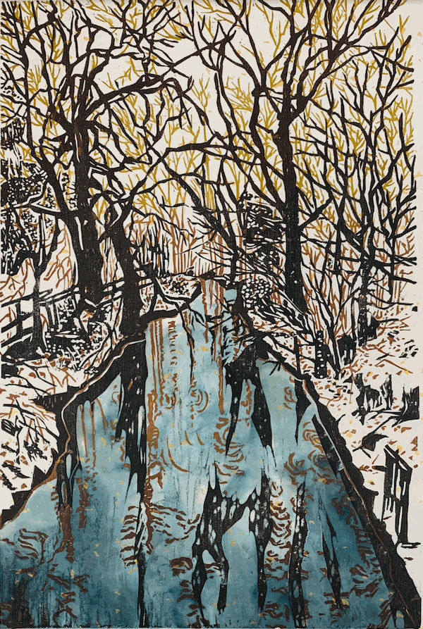 Yuet Yean Teo WINTER REFLECTION Linocut on Xuan Paper Edition 10 30 x 40cm £180 (framed) £150 (unframed)