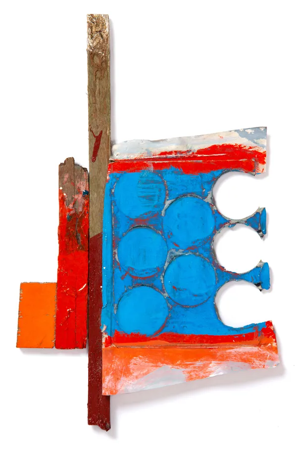 Karen Stamper Salvage 6 2023 House Paint, varnish, paper collage on wooden panel 37 x 23cm £420