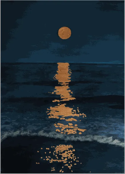 Dr Linda Smith Yellow Moon in Santorini Pastels and 24ct Gold Leaf on Fabriano paper 40 x 50cm £475