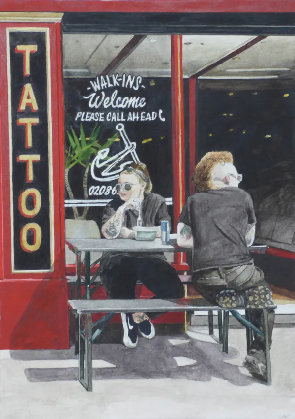 Elizabeth Nast Tattoo Watercolour on watercolour board 37 x 30cm £1675