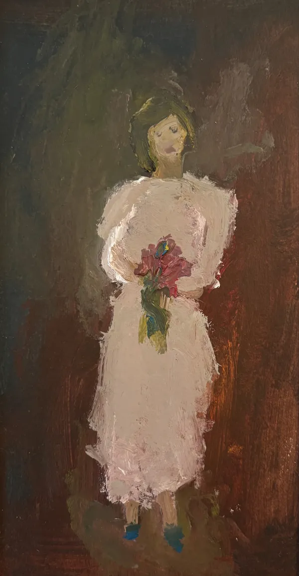 Rachel Arif Always The Bridesmaid Oil on board 23 x 12 cm SOLD