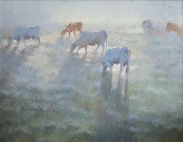 Ann Heat First Feed Oil on board 20x26.5 SOLD