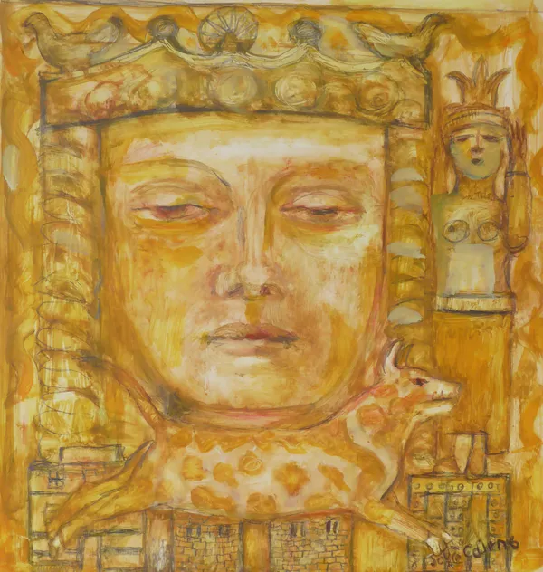Joyce Cairns Minoan Priestess ,Knossos Mixed Media 25 x 24 £1,175