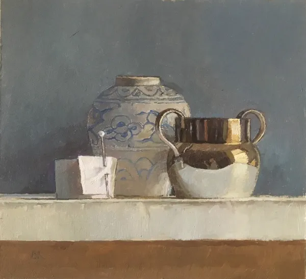 Barbara Richardson Ribbon with a Pin Oil on board 17.5 x 19 cm £780