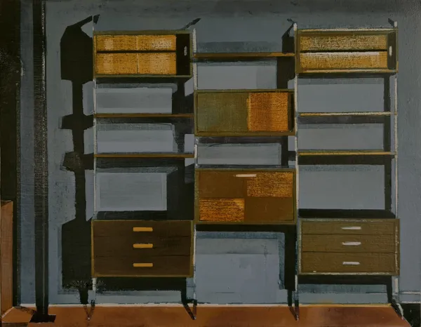 Richard Baker Shelves 4 Oil on calico over panel 24 x 31 £1,400