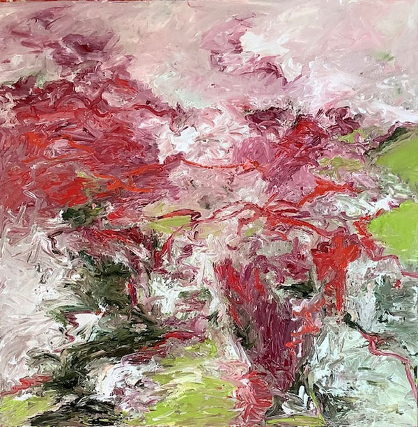 Lorraine Wake Kite Flying 90x90cm Oil on canvas £1200