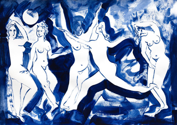 JANE DICKINS Midnight Blues 2025 Acrylic paint on paper 52 x 70 cm (framed) SOLD