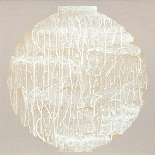 JANE DICKINS Moon Jar with Hares 1 2025 Acrylic & emulsion on board 55 x 55 cm (framed) £420