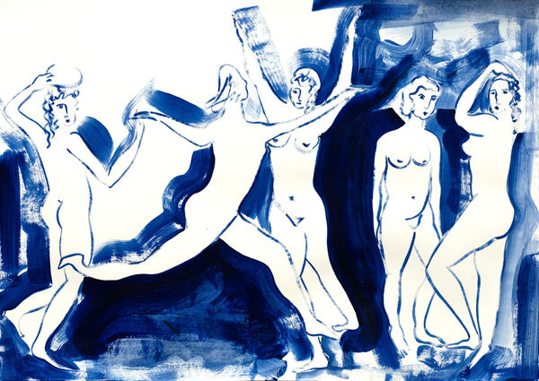 JANE DICKINS Rhythm & Blues 2025 Acrylic paint on paper 52 x 70 cm (framed) £550