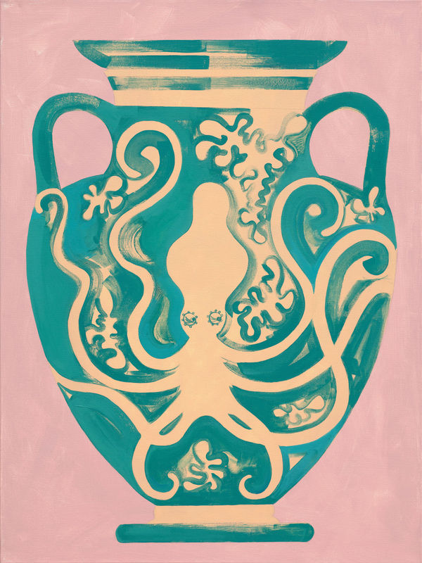 JANE DICKINS Turquoise Octopus Acrylic on canvas 82cm x 62cm (framed) 2025 £695