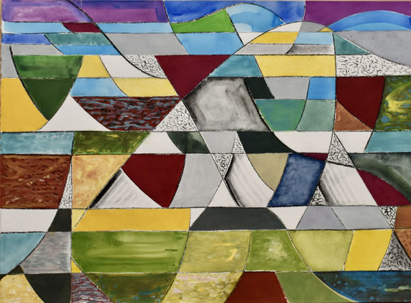 John Corley The Land, the Sea and Sky, 2023 Mixed media on Fabriano paper 56 x 76.5 cm