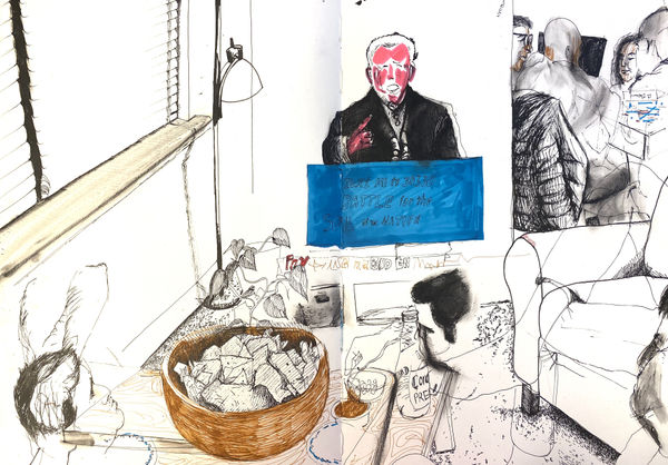 2020 Ink and Marker on paper 16 x 11 "