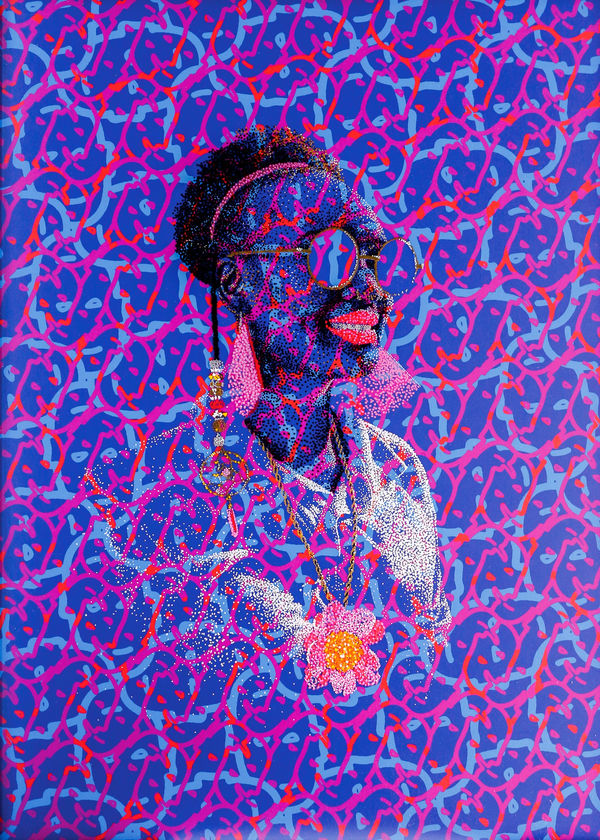 Evans Mbugua - Dimanche au Bronx - 2017 - 70cm H x 50cm W - Oil paint on plexiglass with Photo paper