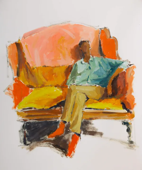 Abel Beyene, Moment of Reflection #4 – Acrylic on paper – 2026