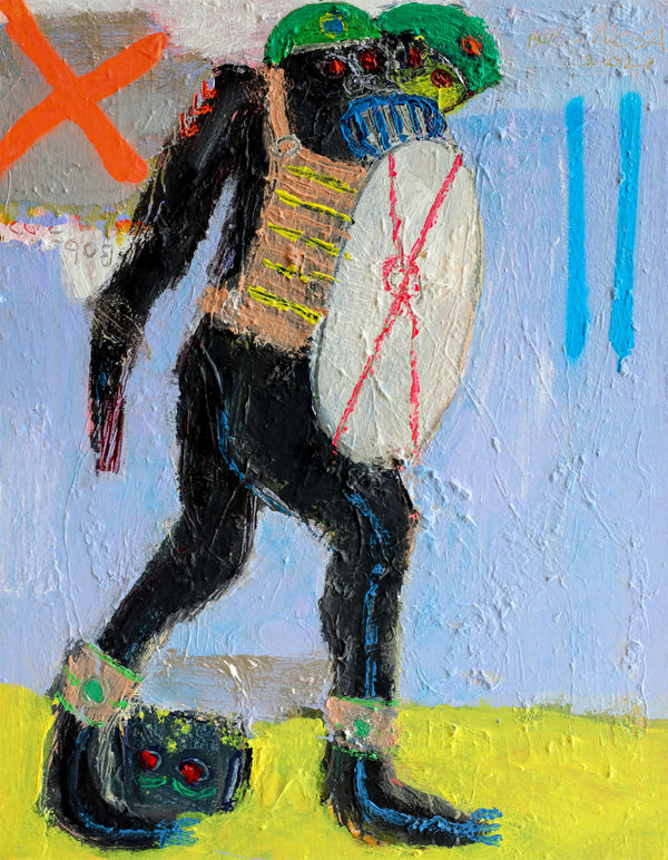 Bob-Nosa - Abuse of Human Right - 2021 - 71cm H x 55cm W - Acrylic and spray paint on textured canvas