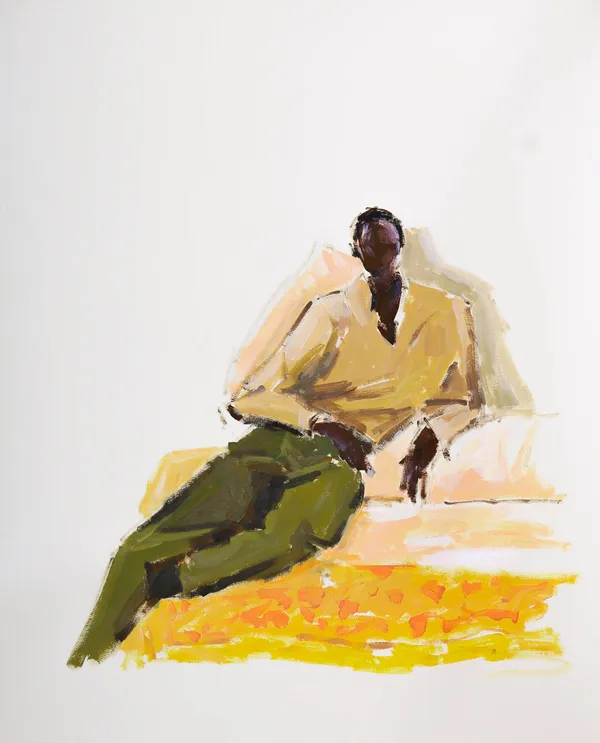 Abel Beyene, Moment of Reflection #1 – Acrylic on paper – 2026