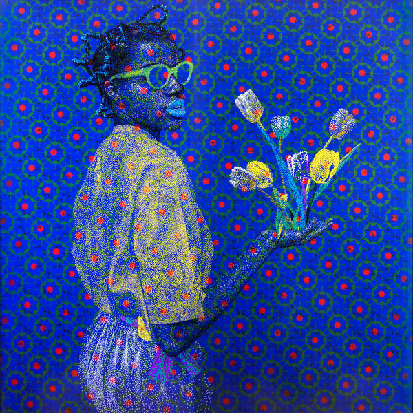 Evans Mbugua - Bamako Studio - 2017 - 100x100cm - Oil paint on Plexiglass with Photo paper
