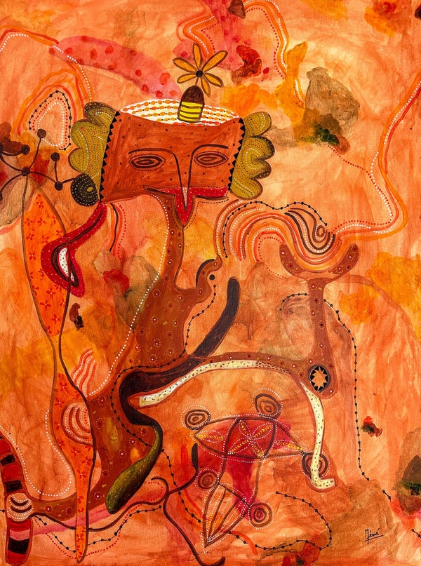 Méné - La femme au cordon - 2023 - 121cm H x 91cm W - Acrylic on canvas