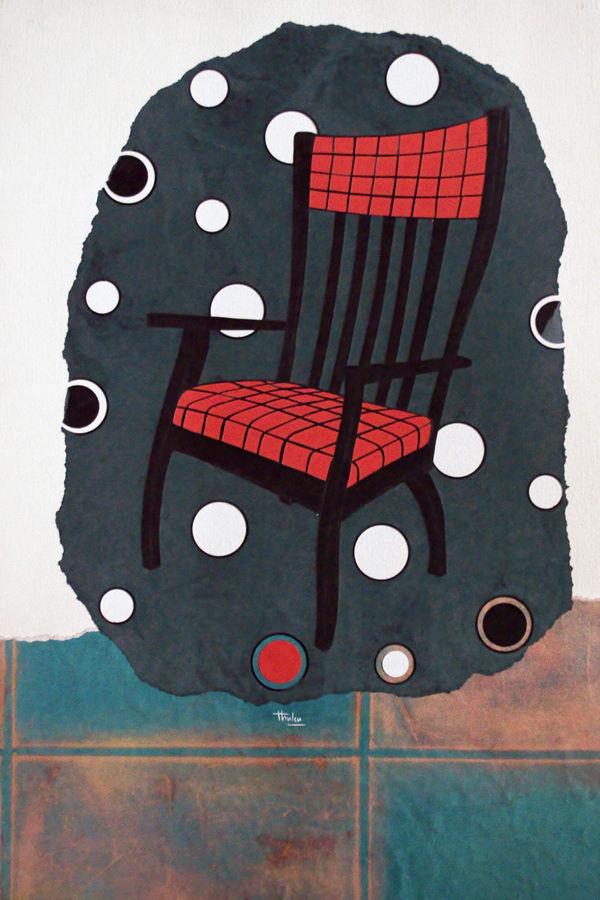 David Thuku - Series "Empty seats" - Untitled VI - 2019 - 76,5cm H x 57cm W - Papercuts (sgraffito)