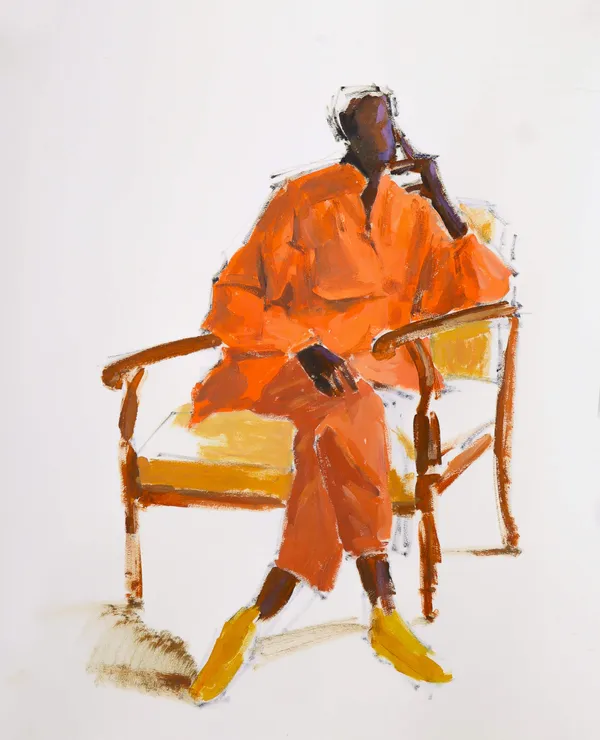 Abel Beyene, Moment of Reflection #3 – Acrylic on paper – 2026