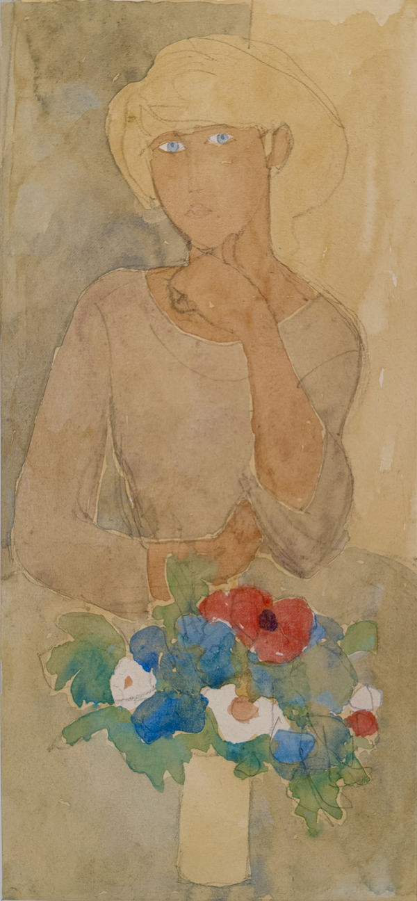 Anthony Gilbert, Watercolour, Flowers on a Table