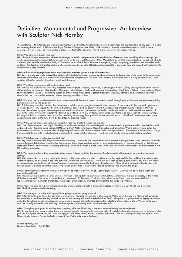 Norman Rea Gallery : Definitive, Monumental and Progressive – Emily Quli