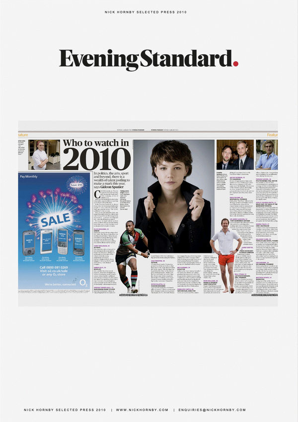 Evening Standard: Who to watch in 2010