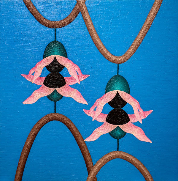 Nadia Ayari, Touch, 2022, Oil on linen, 88.9 x 88.9 cm