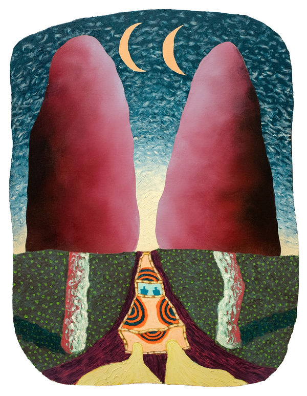 Eliot Greenwald, Ramblin Rose, 2022, Oil Stick and acrylic on canvas, 48.2 x 63.5 x 5 cm