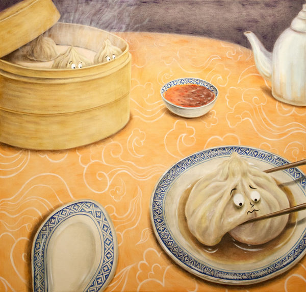 Minyoung Kim, Dumplings, 2022, Acrylic on canvas, 139 x 150 cm