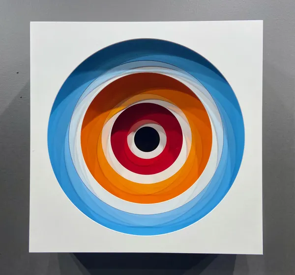 GREGORIO VARDANEGA (1923 - 2007) Box with Color Circles Plexiglass assemblage 35 x 35 x 12 cm 1970 Signed on the back Edition of 15