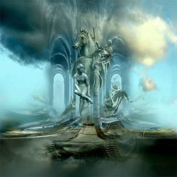 Ovidiu Avram - The Caryatid's Repose, 2014, OIl and Mixed Media on Canvas, 50 x 50 cm (19 11/16 x 19 11/16 in)