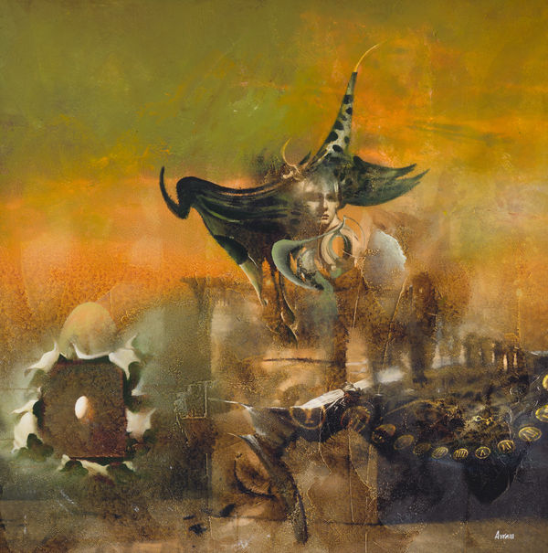 Ovidiu Avram - The Sails of Time, 2023, Oil and Mixed Media on Canvas, 50 x 50 cm (19 11/16 x 19 11/16 in)