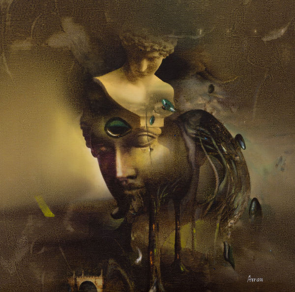 Ovidiu Avram - The Sentinel's Vision, 2023, Oil and Mixed Media on Canvas, 30 x 30 cm (11 13/16 x 11 13/16 in)