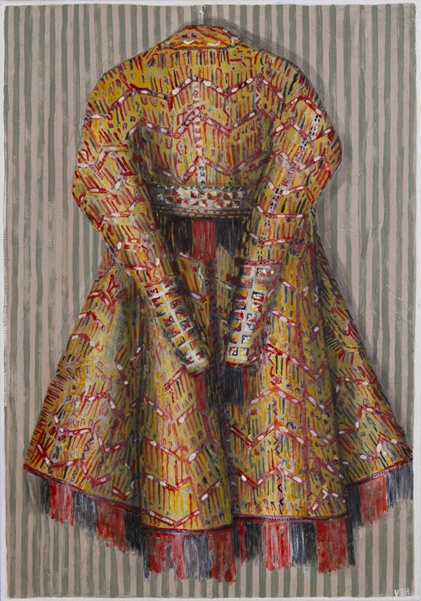 Choga Brodée, Turkménistan, Olio su carta di riso applicata su tela, 100 x 70 cm