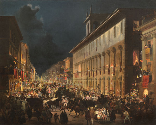 IPPOLITO CAFFI, Night carnival in via del Corso in Rome