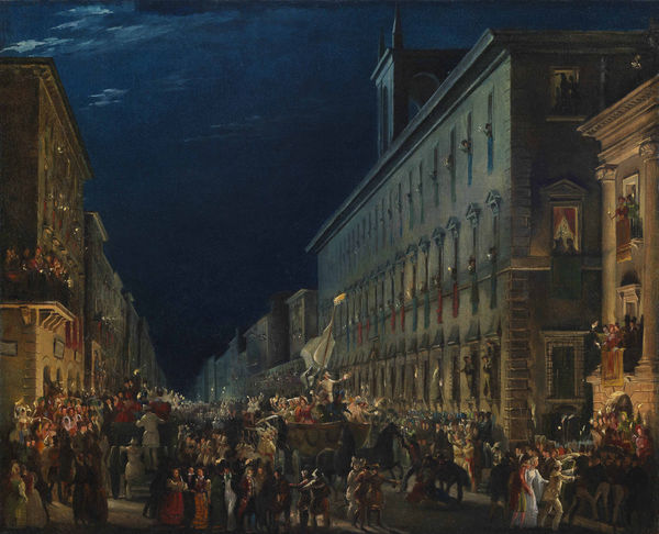 IPPOLITO CAFFI, Carnival night in via del Corso in Rome. "I Moccoletti"