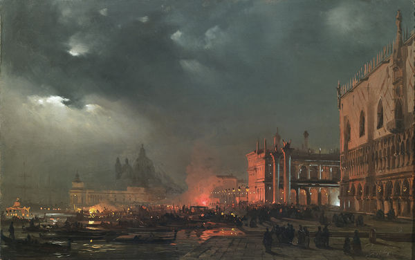 IPPOLITO CAFFI, Nighttime celebrations on the Grand Canal in Venice, held to mark the visit of Emperor Ferdinand I of Austria in 1838 ca. 1838 ca.