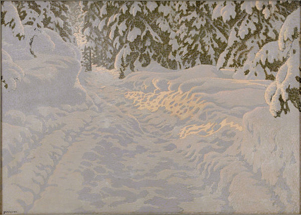 Gustaf FJAESTAD Powder white snow glistens in the sunlight, 1913