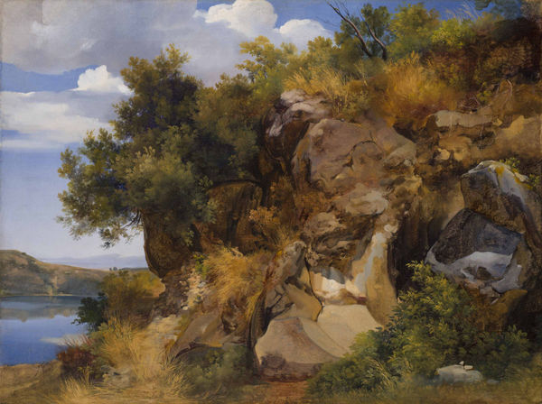 GIOVANNI BATTISTA CAMUCCINI Scorcio del lago di Albano dalla via di Palazzolo, c. 1840