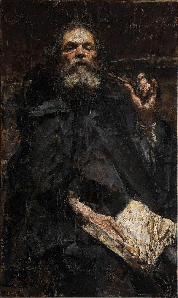 ANTONIO MANCINI An old man with a pipe, c. 1895
