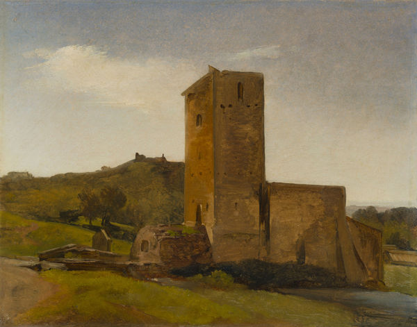 GIOVANNI BATTISTA CAMUCCINI Sbocco dell'emissario del lago di Albano alle mole di Castel Gandolfo , c. 1840