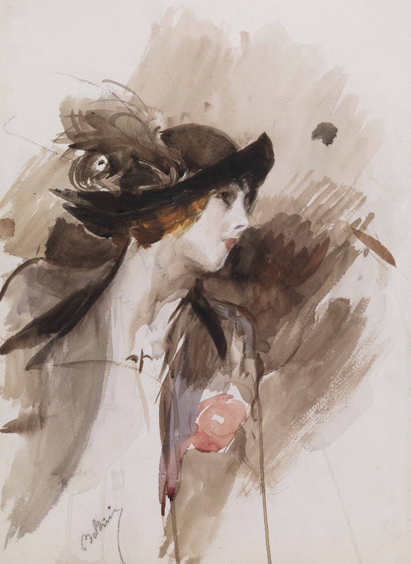 GIOVANNI BOLDINI Woman with a hat Verso: Nude Woman Seated