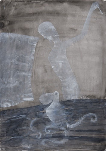 Atul Dodiya Untitled - VIII, 2022 Watercolour on paper 16.25 x 11.5 In