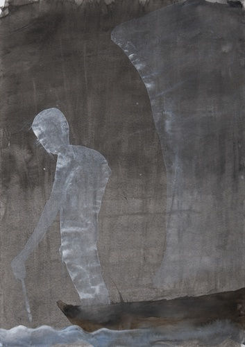 Atul Dodiya Untitled - X, 2022 Watercolour on paper 16.25 x 11.5 In