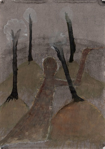 Atul Dodiya Untitled - XII, 2022 Watercolour on paper 16.25 x 11.5 In